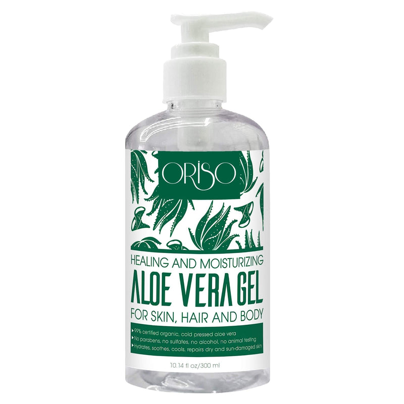 [Australia] - Aloe Vera Gel - 10 Fl Oz - With Organic Aloe Vera Cold Pressed - Pure Sunburn Relief - Soothing Moisturizer Lotion - For Face, Hair and Body - Bug Bites - Rashes - Small Cuts - Eczema Relief 