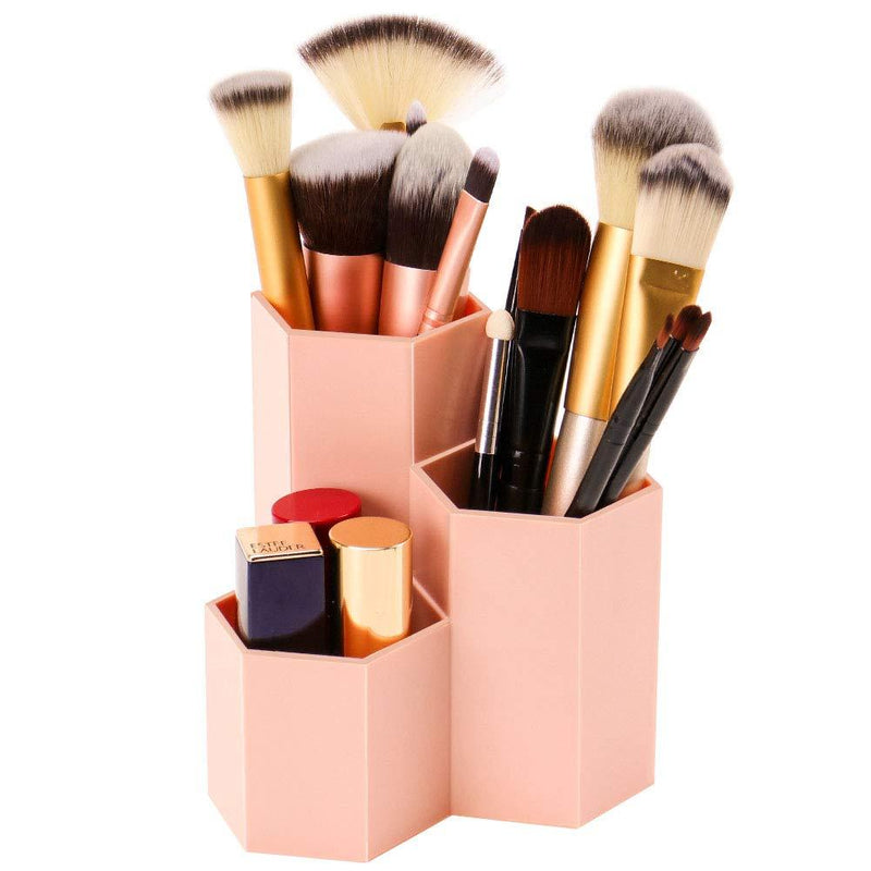 [Australia] - Weiai Makeup Brush Holder Organizer, 3 Slots Pink Cosmetic Brushes Solution for Desk, Dresser, Countertop 