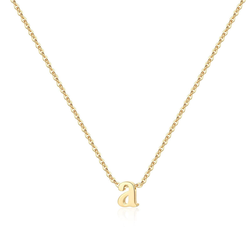 [Australia] - Dainty Tiny Initial Necklace, 14K Gold Plated Lowercase Letter Necklace Small Initial Pendant Necklaces for Women Girls Personalized Minimalist Delicate Monogram Children Kids Alphabet Necklace A-Gold 