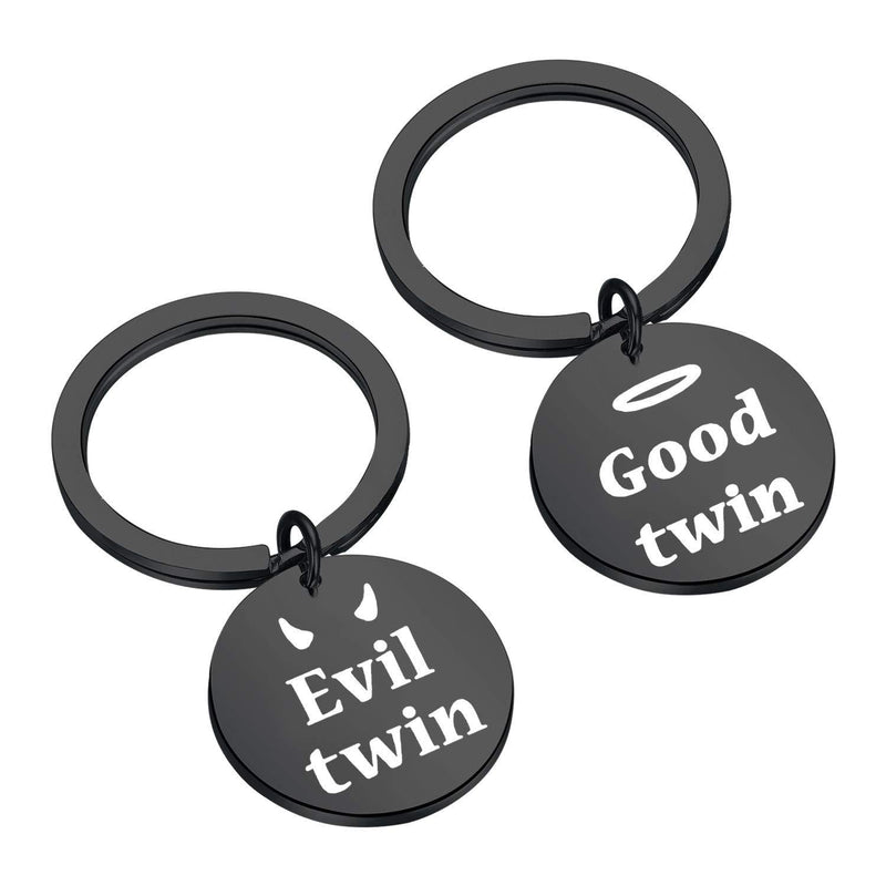 [Australia] - SEIRAA Twin Jewelry Twin Sister Gift Good Twin Evil Twin Matching Keychain Set black twin keychain 