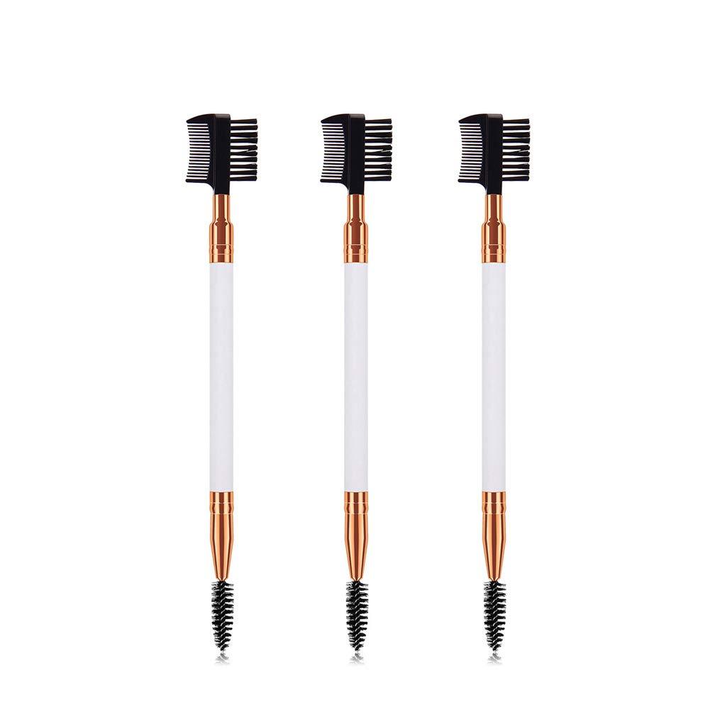 [Australia] - 3 Pcs Two in One Brushes, Mascara Brushes, Makeup Eyebrow Brush & Eyelash Comb, Eyebrow Eyelash Dual-Comb Extension - Beauty Cosmetic Tool for Professional and Travel 