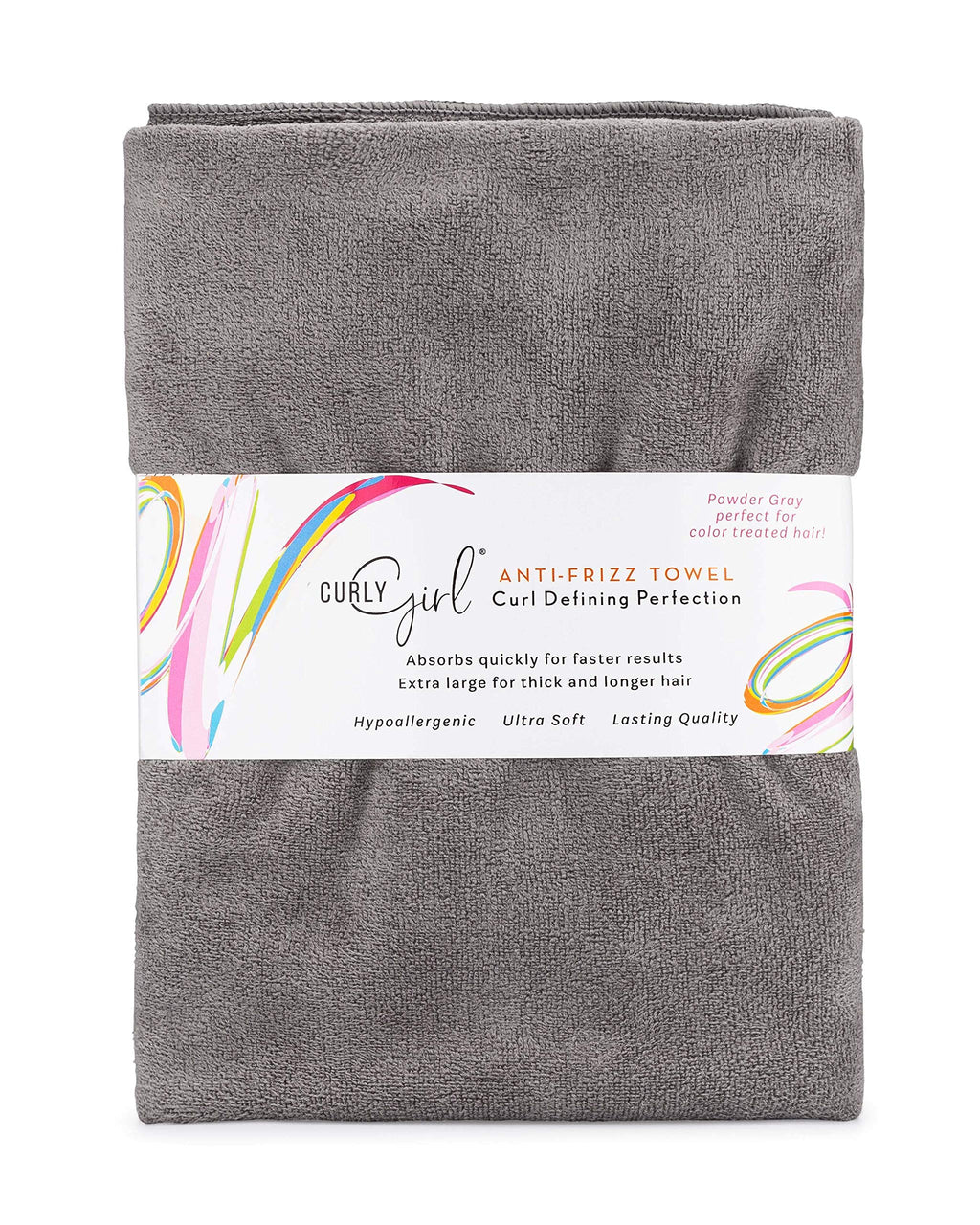 [Australia] - Curly Girl, Curly Hair Towel, Large Microfiber 22" x 39", Super Absorbent Powder Gray 