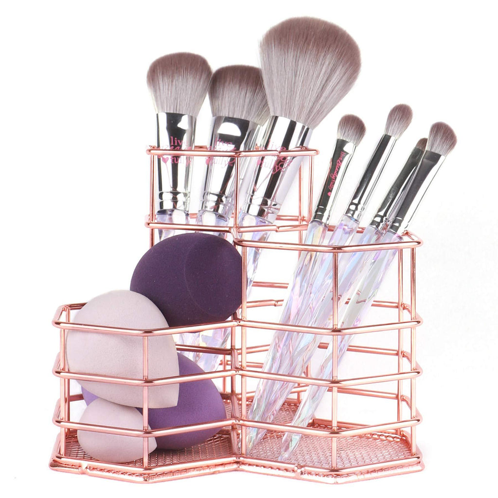 [Australia] - ANNE'S GIVERNY Makeup Brush Holder Metal Organizer Golden Rose Cosmetic Storage Beauty Sponges Blender holder Display 