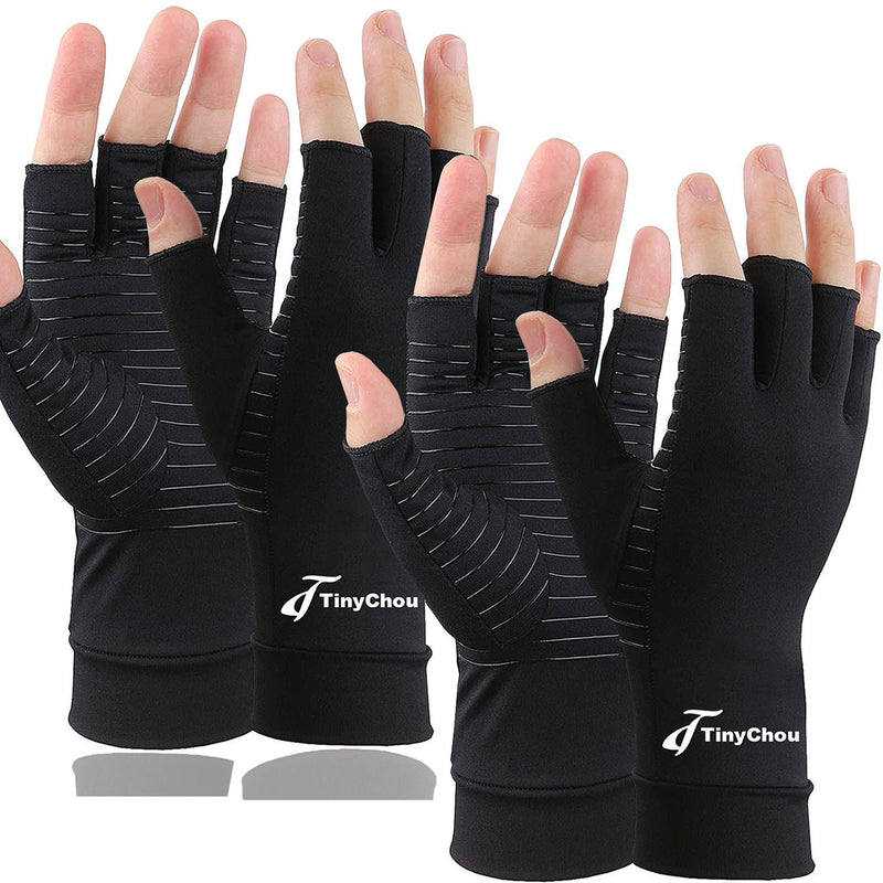 [Australia] - 2 Pairs Copper Compression Arthritis Gloves,Compression Gloves for Men and Women, Pain Relief and Healing for Arthritis, Carpal Tunnel, Typing and Daily Work (Black, Medium-2 Pairs Pack) Black Medium (2 Pair) 