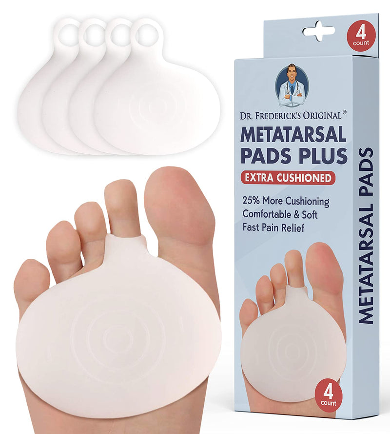 [Australia] - Dr. Frederick's Original Metatarsal Pads Plus - 25% More Cushioning - 4 Pieces - Foot Pads for Women & Men 