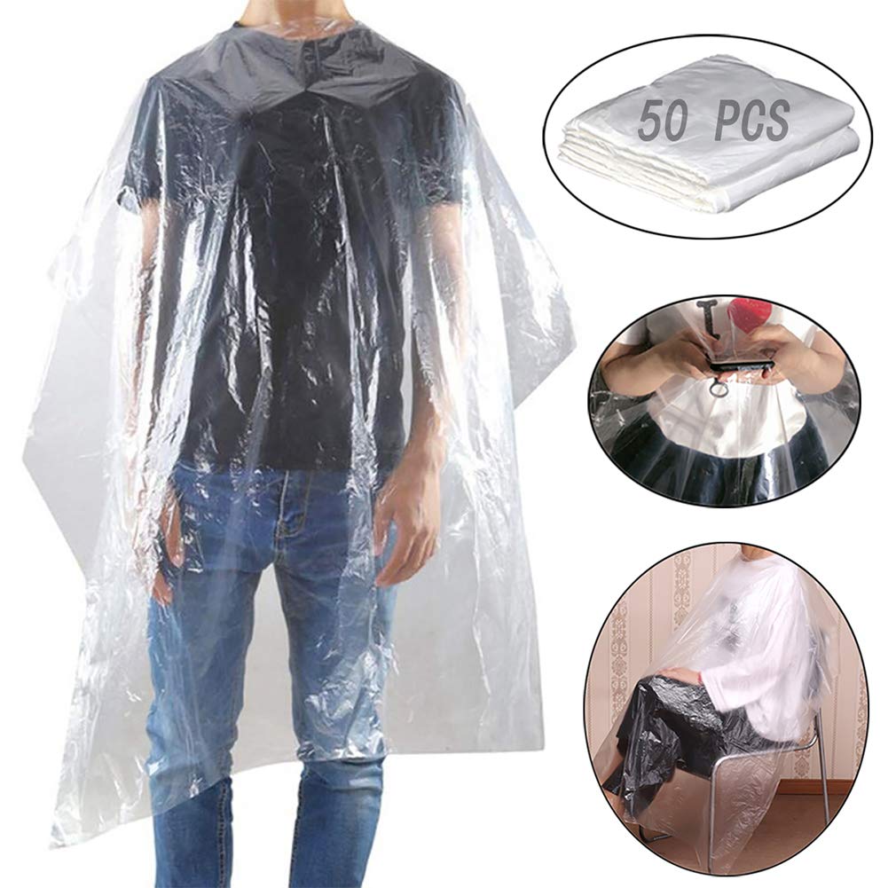 [Australia] - Disposable Hair Cutting Capes Professional Shampoo Gowns Waterproof Transparent Hair Salon Aprons Hairdressing Smocks for Barber Home DIY（35.43'' X 51.18''） (50pcs) 50pcs 