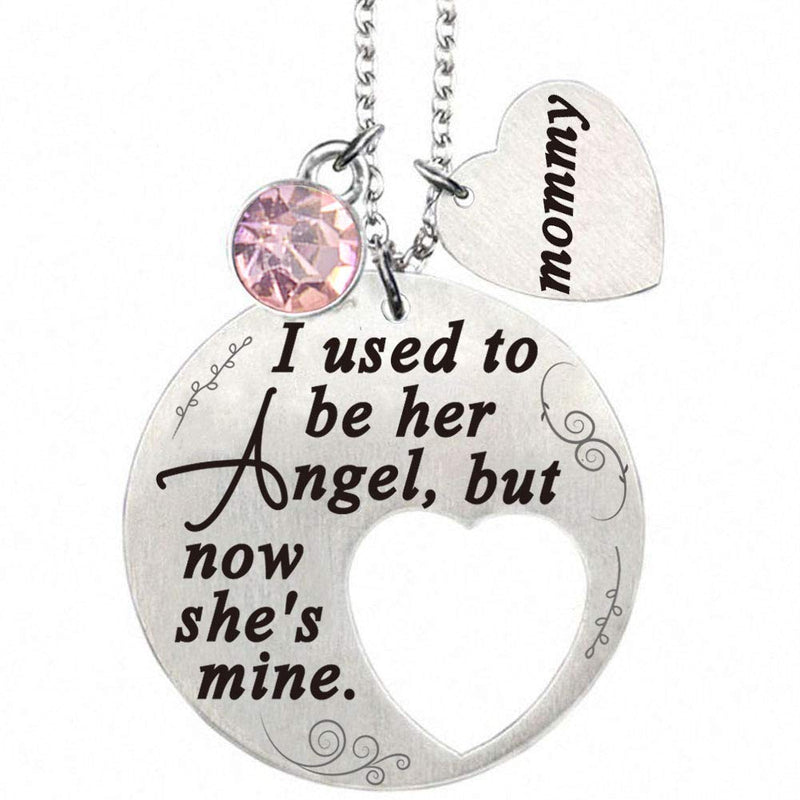 [Australia] - TISDA I Used to Be His/Her Angel But Now He's/She's Mine Daddy/Mommy Memorial Necklace,Stainless Steel Pendant Pink 