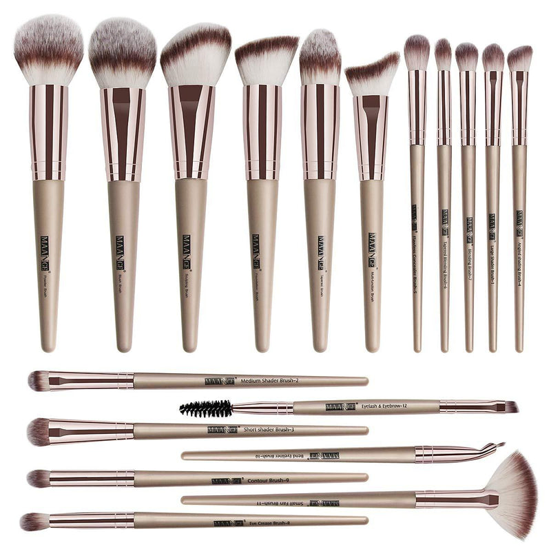 [Australia] - Makeup Brushes, 18 Pcs Professional Premium Synthetic Makeup Brush set, Foundation Powder Concealers Eye Shadows Make up Brushes (Champagne Gold) Champagne 