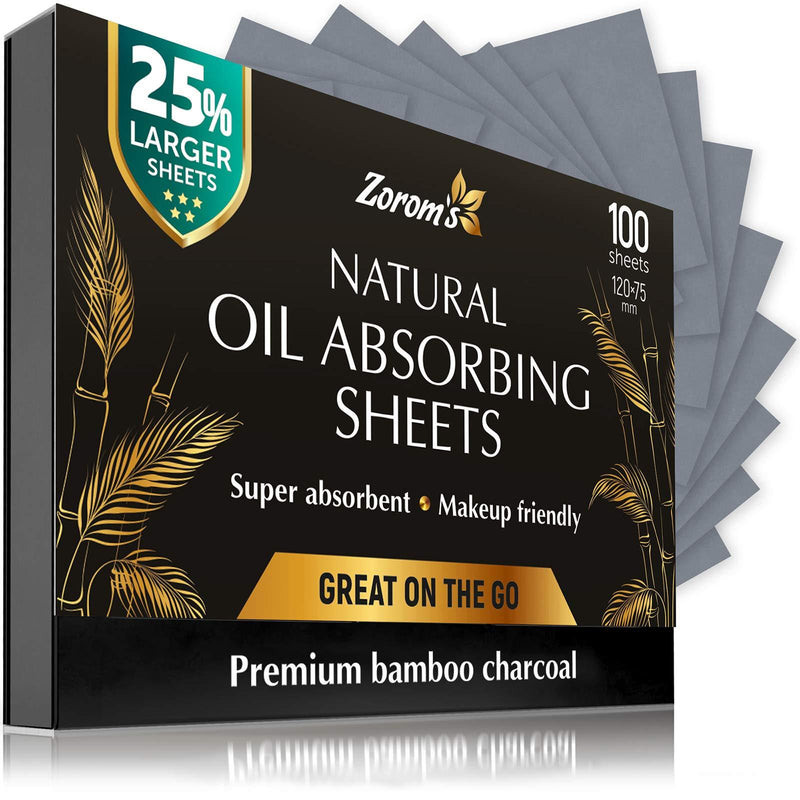[Australia] - Natural Blotting Paper for Oily Skin with Bamboo Charcoal - 25% Larger - 1pk/100 Oil Blotting Sheets for Face - Makeup Friendly - Easy To Grab One 1 Pack 