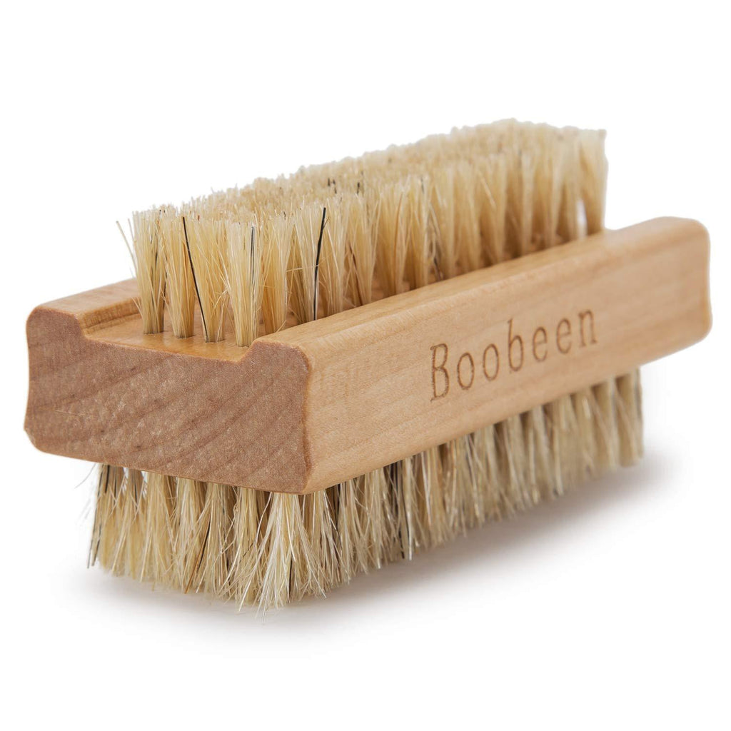 [Australia] - Boobeen Natural Pig Bristle Nail Brush - Finger Nail Brush - Hand & Foot Brush for Cleaning Fingernail and Toenail khaki 