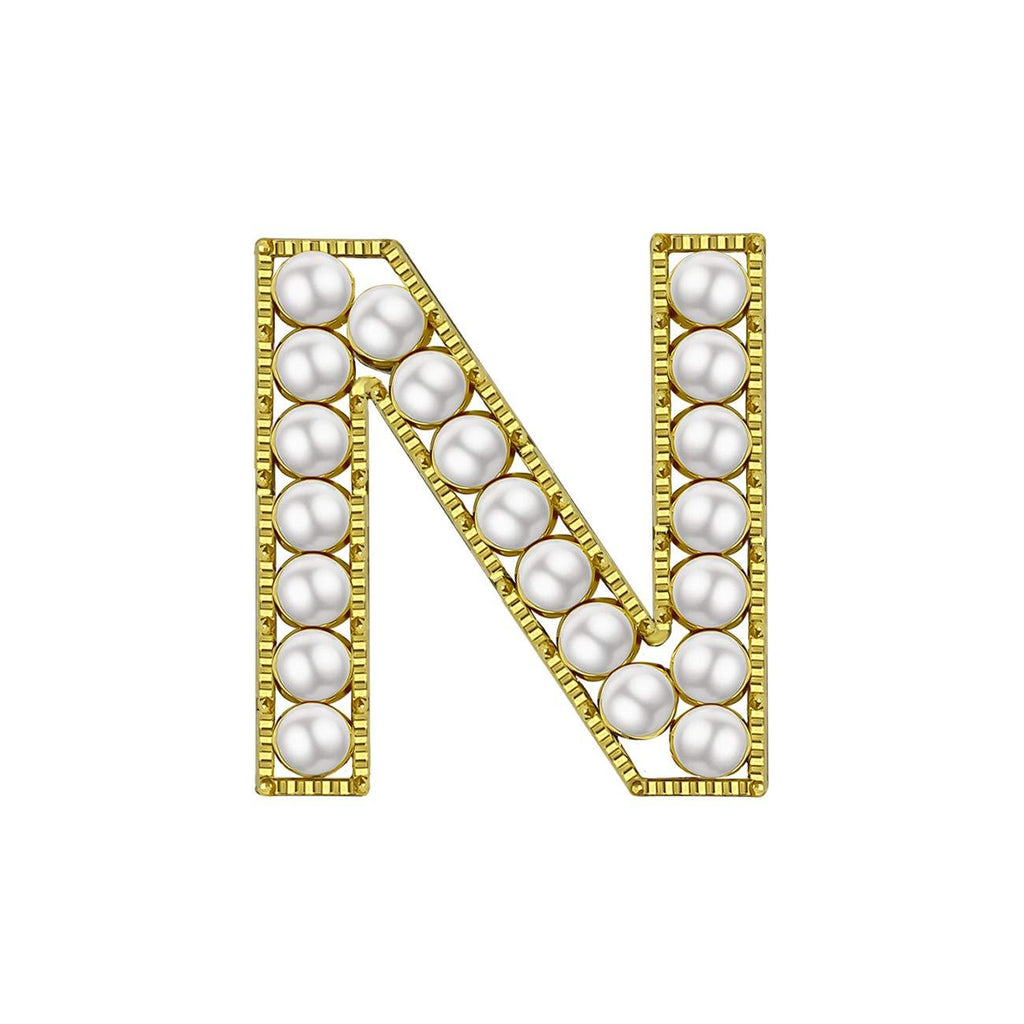 [Australia] - XGALBLA Letter Brooch Pins Letters(A-Z) Plated Metal Simulted Pearl Brooches for Women Girls Inspired Gift(Gold Tone) Gold N 