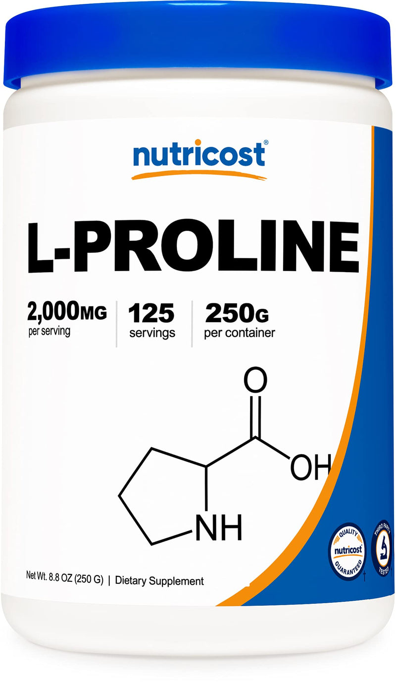 [Australia] - Nutricost L-Proline Powder 250 Grams - 2,000mg Per Serving, Non-GMO 