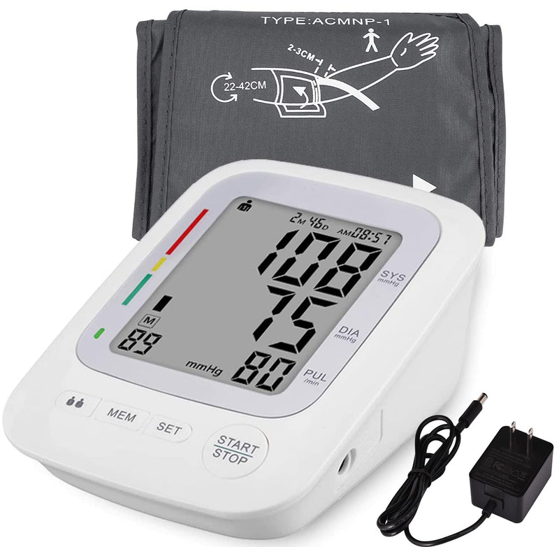 [Australia] - Blood Pressure Monitor Cuffs for Home Use, Upper Arm Digital BP Monitor with Large Cuff 8.66-16.5", 2 Users 180 Memory with Date & Time, Irregular Heart Rate Indication, with DC Adapter 