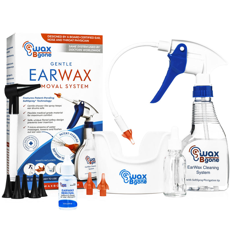 [Australia] - WaxBgone Ear Wax Removal Kit with SoftSpray Ear Irrigation Tips for Safe and Effective Earwax Removal - Complete Ear Cleaning Kit for Adults and Kids - Includes Ear Wax Removal Softening Drops 