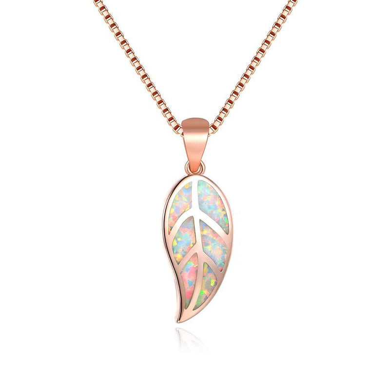 [Australia] - CiNily Opal Leaf/Flower Pendant Necklace for Women Silver Plated Jewelry Gift Silver Pendant Necklace Pink 