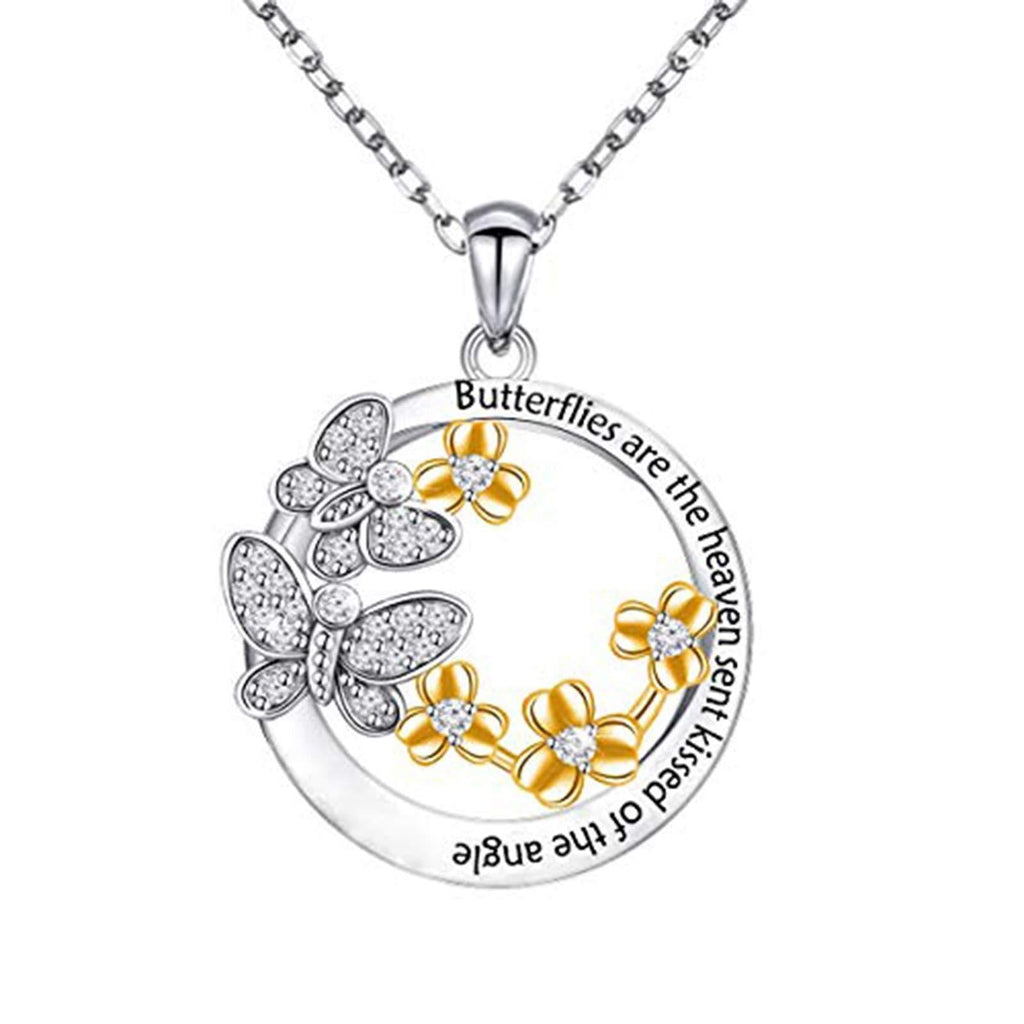 [Australia] - AKTAP Memorial Butterfly Necklace Sympathy Gift Butterflies are The Heaven Sent Kisses of an Angel in Memory of Gift for Her Butterfly Necklace 