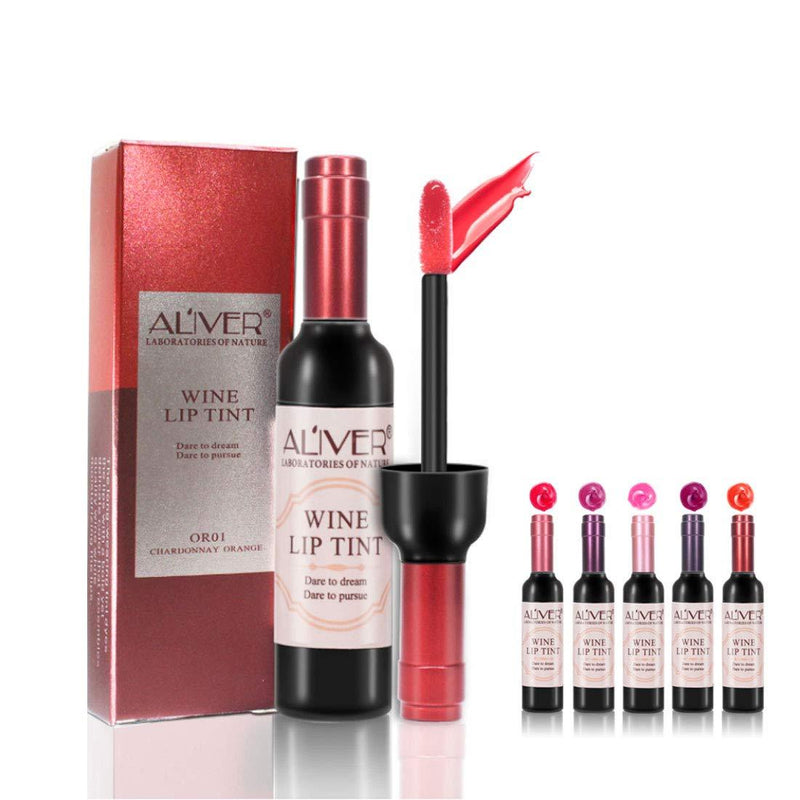 [Australia] - ALIVER 6 Colors Wine Lip Tint Set Matte Lip Stain Liquid Lipstick,Long-lasting Waterproof Moisturizing and Non-stick Cup Lip Gloss Lip sticks,Gift for Women, Girls,Girlfriends, Moms 