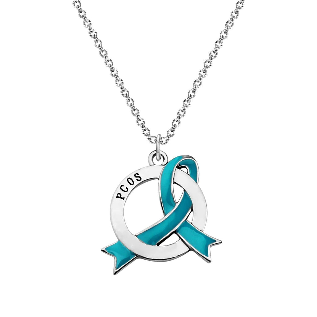 [Australia] - CENWA PCOS Gift Polycystic Ovary Syndrome Gift PCOS Zipper Pull/Necklace PCOS Awareness Jewelry PCOS Teal N 