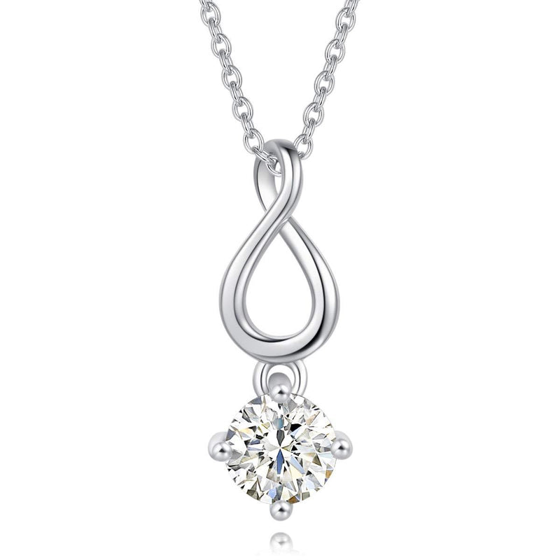 [Australia] - FANCIME 925 Sterling Silver Cubic Zirconia Simulated Diamond Necklace Dainty Infinity Pendant Anniversary Jewelry for Women Girls 16+2 inch Extender 