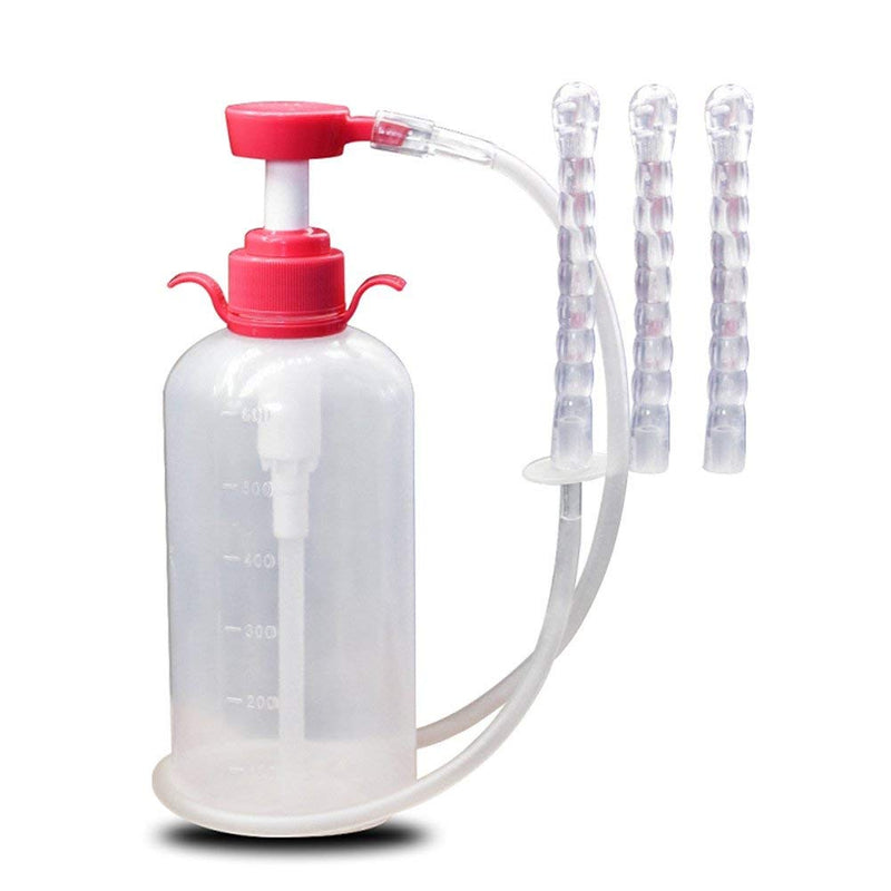 [Australia] - Vaginal Cleaning Syringe Cleaner Reusable Manual Pressure Cleaning System Portable Kit with 3 Nozzles,600ml Capacity 
