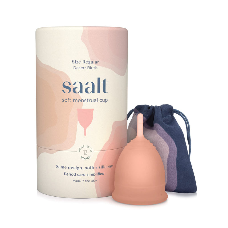 [Australia] - Saalt Soft Menstrual Cup - Best Sensitive Reusable Period Cup - Wear for 12 Hours - Tampon and Pad Alternative (Desert Blush, Regular) Desert Blush Regular (Pack of 1) 
