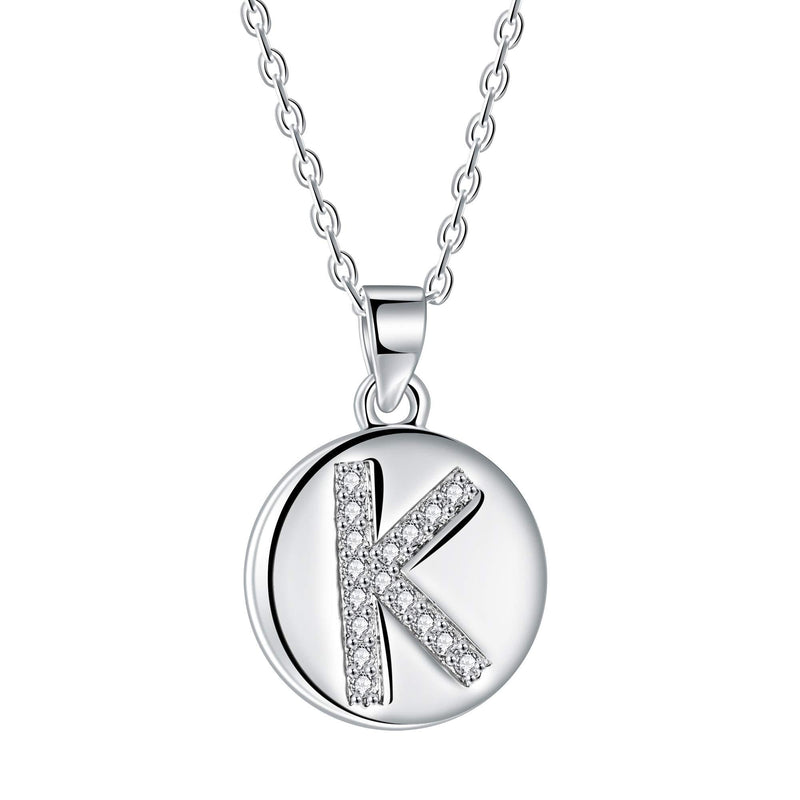 [Australia] - ZENI Initial Letter Necklace for Women , 925 Sterling Silver Pendant K 