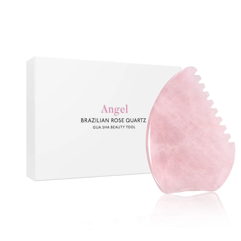 [Australia] - Brazilian Rose Quartz Gua Sha - Gua Sha Massage Tool for Face Eyes, Neck & Body - Genuine Rose Quartz Gua Sha Facial Tools Tone, Reduce Fine Lines and Wrinkles - Lymphatic Drainage Face Massager 