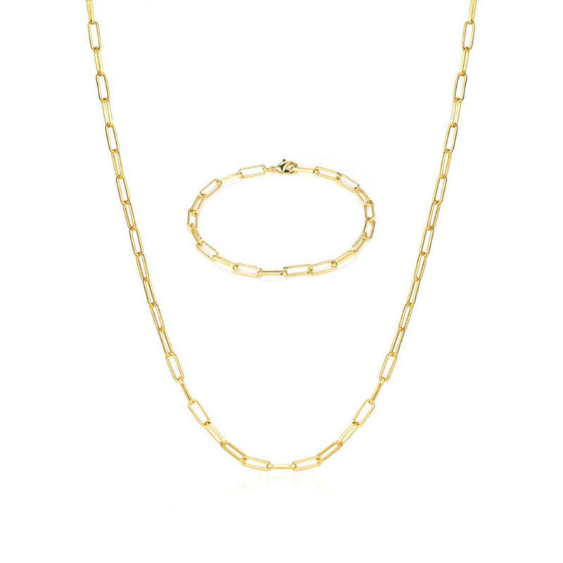 [Australia] - Link Chain Necklace,Oval Paperclip Rectangle Link Necklace Jewelry for Womens Girls,Gold Link Necklace Bracelet,Cable Necklace Link necklace(set) 