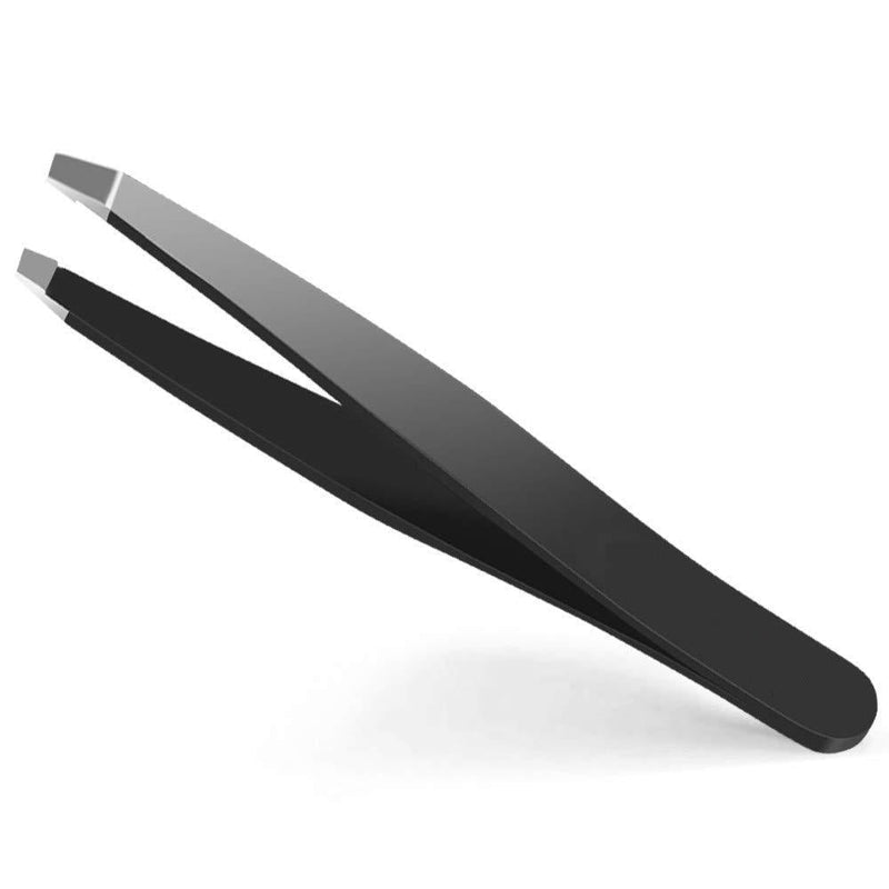 [Australia] - Slant Tweezers - Professional Stainless Steel Slant Tip，Precision Eyebrow Tweezers For Your Beauty(Single-Black) Black 