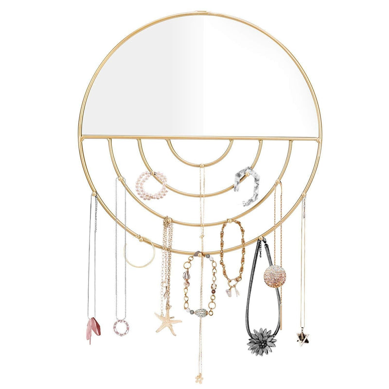 [Australia] - Jewelry Organizer Wall Mounted with Hooks and Mirror for Necklaces,Bracelets,Earrings,Rings 