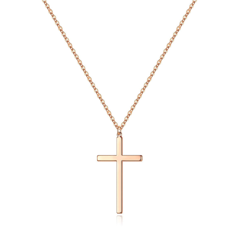 [Australia] - M MOOHAM Cross Necklace for Women, Dainty Gold Plated Cross Pendant Necklace Sideways Cross Choker Layered Cross Necklace for Women Girls "Cross Necklace Rose Gold" 