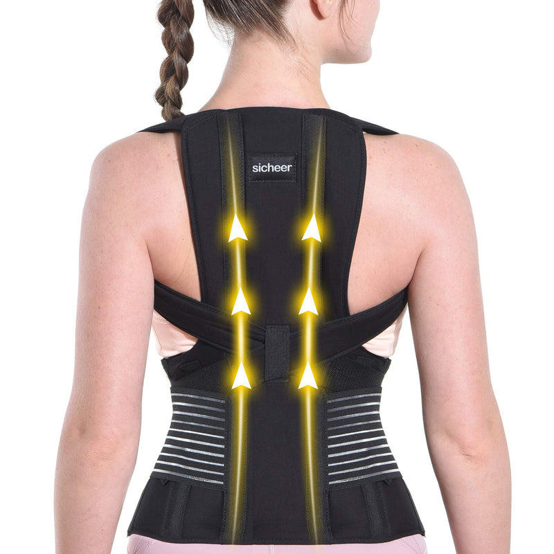 [Australia] - SICHEER Posture Corrector for Women and Men Back Brace Straightener Shoulder Upright Support Trainer for Body Correction and Neck Pain Relief, Medium(waist 34-38 inch) 