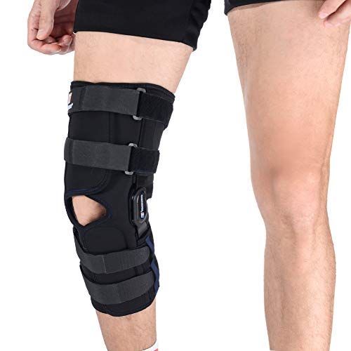 [Australia] - HINGED Knee Brace,16”Tall Breathe Rebound Wrap Knee Support,Stabilizer for Arthritis,Ligament Sprains,Knee Compression,Pain Relief Leg Brace (L fit Upper 23-25"/Lower 15-18.5") Black Large (Pack of 1) 
