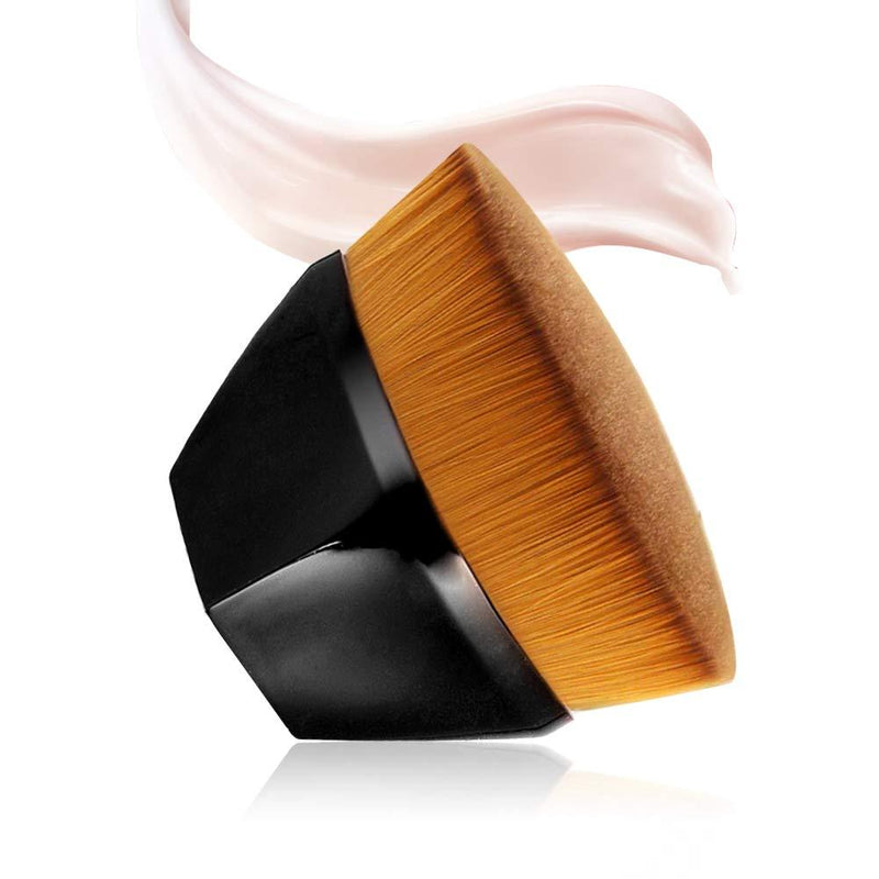 [Australia] - Foundation Makeup Brush Kabuki Face Blush Liquid Powder Flat Top Brush for Blending Liquid Cream Flawless Powder Cosmetics with Bonus Protective Case Black 
