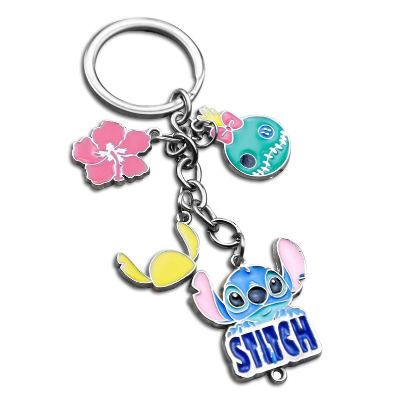 [Australia] - Funny Stitch Gift Lilo & Stitch Inspired Gift Hibiscus Flower Jewelry Stitch Keychain Touch Me and I Will Bite You Hawaiian Trip Gift TI-KR-Stitch 