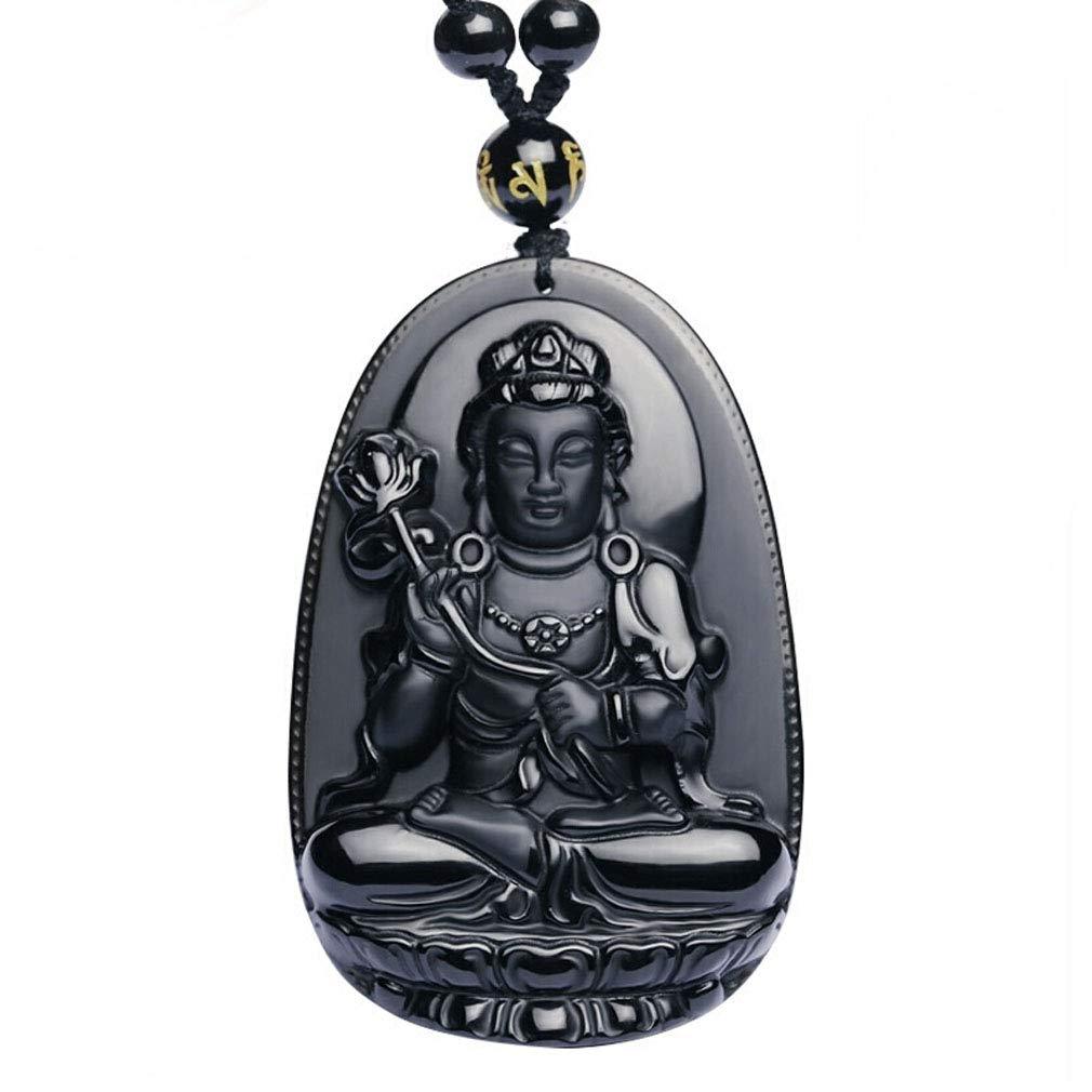 [Australia] - c1lint7785631 Jade Buddha Pendant Necklace Bodhisattva Amulet Talisman Made of Obsidian Gemstone Vajrapani Buddha 