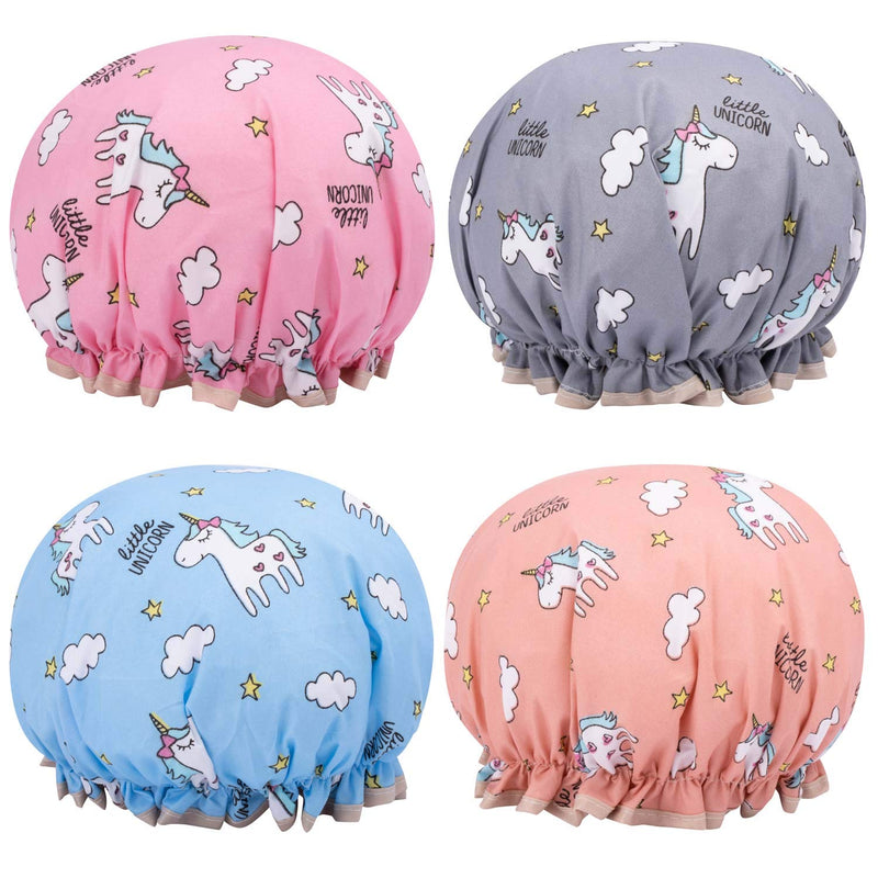 [Australia] - Unicorn Shower Caps for Long/Thick Hair, Cute Hair Cover for Women and Girl, Waterproof Bath Hat, Double Layer Bonnet 1Unicorn 