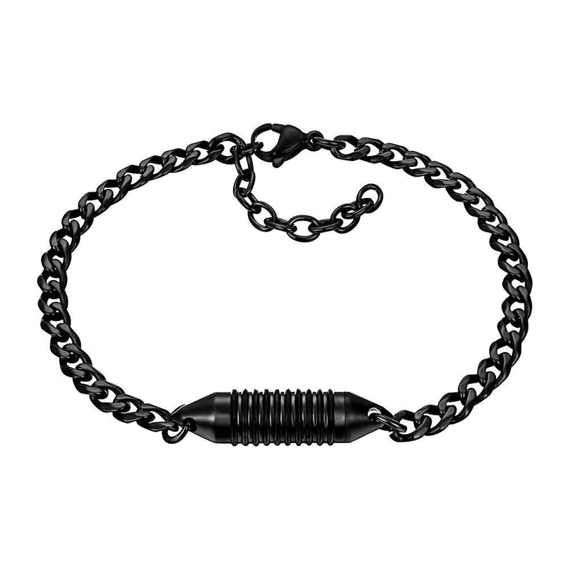 [Australia] - abooxiu Cremation Bracelet Men Women Memorial Vial Urn Bracelet for Ashes Memorial Jewelry Ashes Holder Keepsake Adjustable Link Black Silver 8.6" 