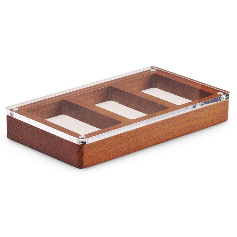 [Australia] - Oirlv Solid Wooden Glass Top Jewelry Display Case,Wooden Small Jewelry Tray for Collectibles Home Organization Accessories Storage Box with Lid(Creamy-white) Creamy-white 3 Grids 