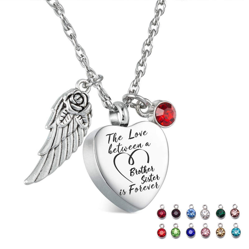 [Australia] - Glimkis The love between a Brother and Sister is forever Cremation Memorial Ashes Pendant urn necklace Cremation Jewelry Brother & Sister+12pc Birthstones 