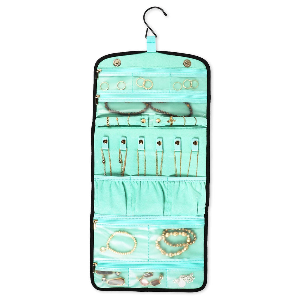 [Australia] - Hanging Jewelry Organizer for Traveling (10 x 21.7 in, Green) 