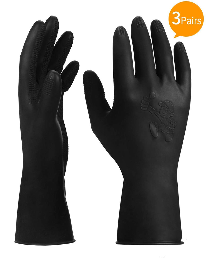 [Australia] - ThxToms 3 Pairs Hair Dye Gloves, Reusable Professional Hair Color Rubber Gloves for Home and Salon Black,Large Large 