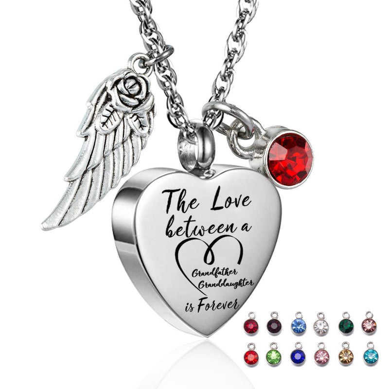 [Australia] - Glimkis The love between a Grandfather and Granddaughter is forever Cremation Memorial Ashes Pendant urn necklace Cremation Jewelry Grandfather & Granddaughter+12pc Birthstones 