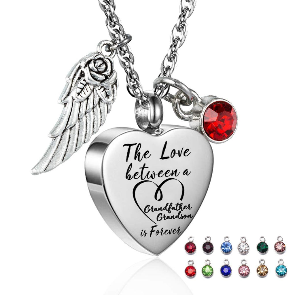 [Australia] - Glimkis The love between a Grandfather and Grandson is forever Cremation Memorial Ashes Pendant urn necklace Cremation Jewelry Grandfather & Grandson+12pc Birthstones 