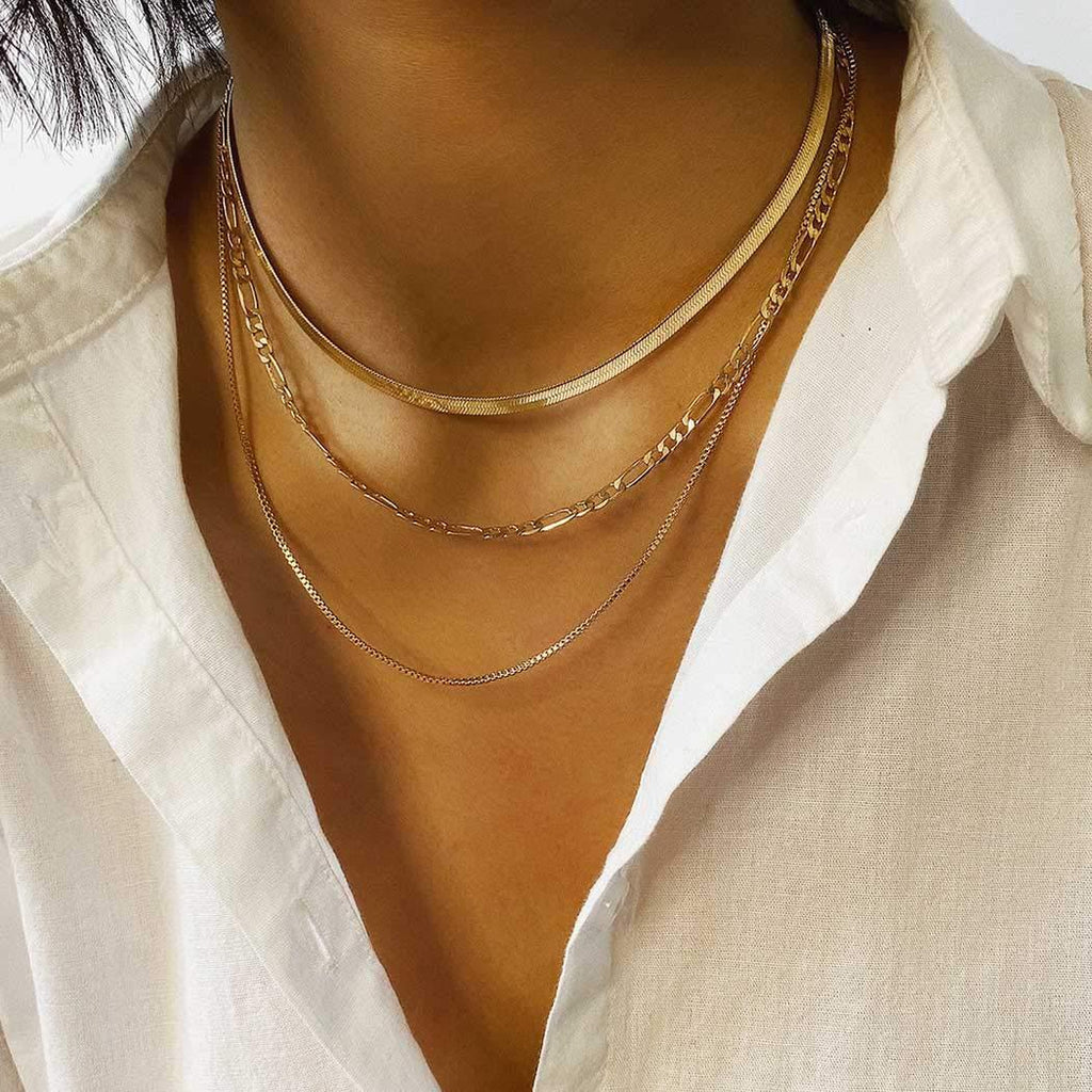 [Australia] - Jeairts Punk Layered Necklace Snake Bone Choker Necklaces Minimalist Necklace Chain Jewelry for Women and Girls Gold 