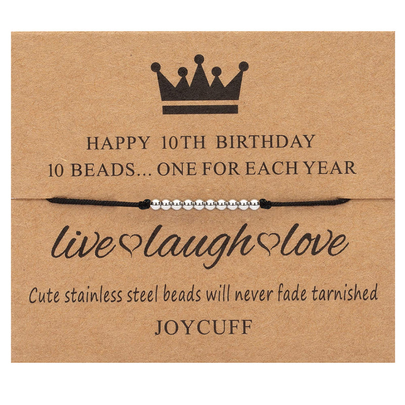 [Australia] - Joycuff Birthday Gifts for Girls Women Silver Bead Strand Wrap Bracelet One Bead One Year Adjustable Cord Fit Most Wrist 10th 