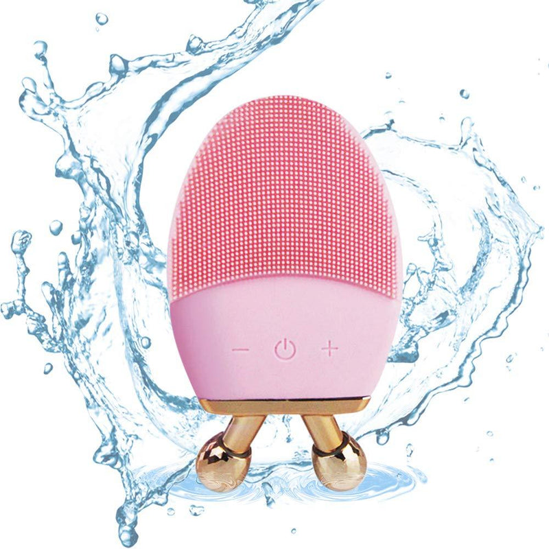 [Australia] - 2in1 Electric Facial Cleansing Massager - Clair Facial Cleanser Sonic Silicone Facial Brush - Sonic Facial Massager & V-shape Roller, Facial Gentle Clean Exfoliation 
