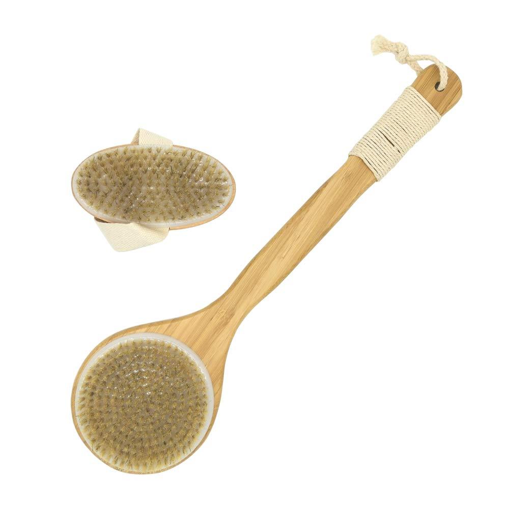 [Australia] - Bath Body Brush for Dry or Wet Brushing,100% Natural Bristle Shower Brush for Exfoliating Skin,Good for Blood Circulation, Improving Skin Health, Set of 2 