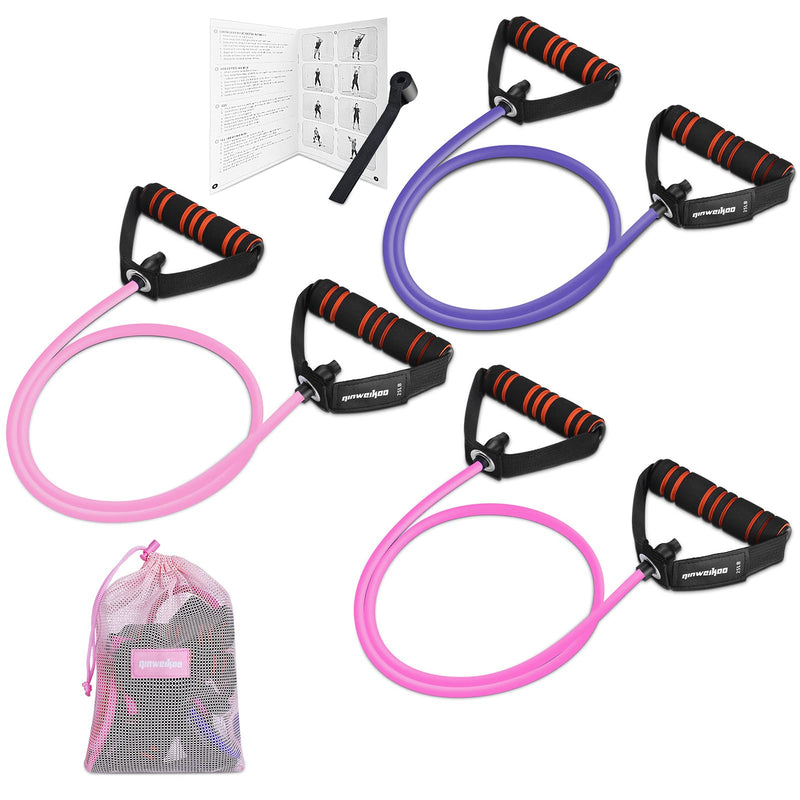 [Australia] - 3 Pcs Resistance Bands Tubes Set with Handles, Exercise Fitness Bands for Women,Muscle Strength Training,Workout,Physical Therapy, Yoga, Pilates, Door Anchor& Storage Pouch 
