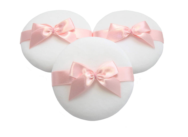 [Australia] - WITCOE 3pcs 3.8 Inch Large Powder Puff, Microfiber Washable Puff with Bow Tie for Body Powder, Loose Powder, Cosmetic Makeup 